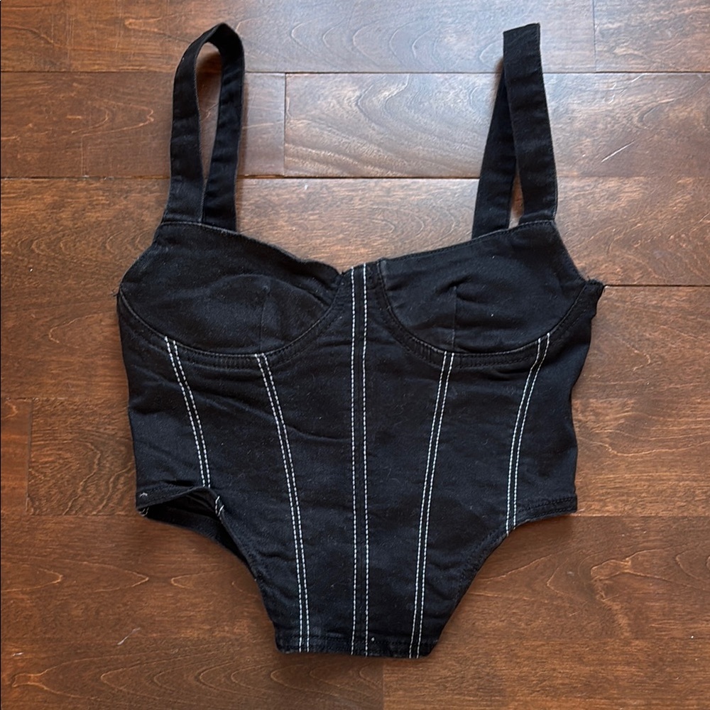 Kids Black One-Piece Bodysuit with Contrast Stitching